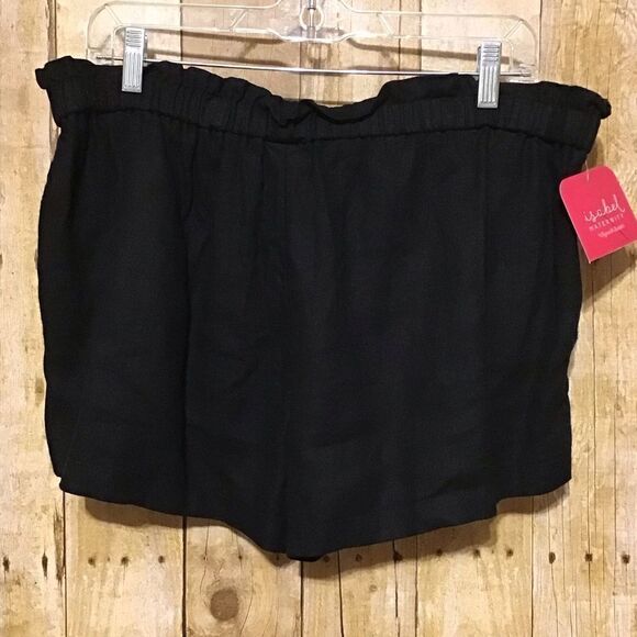 Isabel Maternity Black Linen Blend Shorts M - Picture 3 of 5
